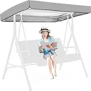 Swing Canopy Replacement Cover,Waterproof Sun Shade 2/3 Seater Patio Swing Cover Replacement,Replacement Canopy Top Cover for Garden Outdoor Swing Bench,Gray,1