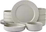 [Pfaltzgraff] Tranquility 12 Piece Plates Bowls Dinnerware Set, Service for 4, Cream