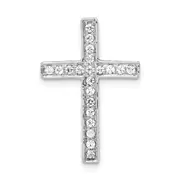 Solid 14k White Gold Simulated CZ Cross Slide Pendant
