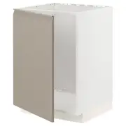 METOD base cabinet for sink, white/Upplöv matt dark beige, 60x60x80 cm