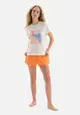 White Tshirt & Shorts, Graphic Printed, Crew Neck, Regular, Short Leg, Short Sleeve Sleepwear for Women