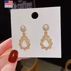 Gorgeous Women 925 Silver Earrings Crystal Pearl Lace Flowers Teardrop Stud 1578