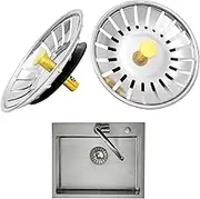 Stainless Steel Sink Strainer Plug, 2 Pcs Kitchen Sink Plug, Kitchen Sink Strainer, Hole Diameter Openings: 78mm, Drain Filter and Plug for Home Kitchens, Apartments, RVs, and Busy Households