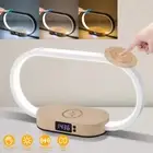 LED Desk Lamp Fast Wireless USB Rechargeable Table Bedside Light Clock Charger