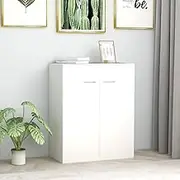 Modern White 60x30x75 cm Engineered Wood Sideboard Cabinet with 2 Doors for Storage and Decorative Display, Ideal for Living Room, Dining Room, Kitchen, or Entryway