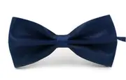 Mens Silk Satin Plain Tuxedo Solid Bow Tie Ties Wedding Necktie Navy Blue