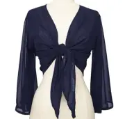 Black Chiffon Wrap Top Blouse Choli Flair Long Sleeve Blouse Plus Size 2X