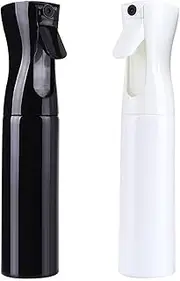 Paifeancodill Premium Mist Spray Bottle, 2 Pcs Hair Spray Bottle, Continuous Mister Water Spray Bottle, 300ml/10oz Fine Mist Spray Bottle for Long Straight Curly Hair Styling Plants (Black, white(A))