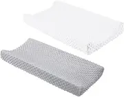 PRETYZOOM 2Pcs Polyester Changing Table Cover Friendly Removable Washable Changing Pad Protector for Boy Girl and Fade Resistant Design Grey Colors