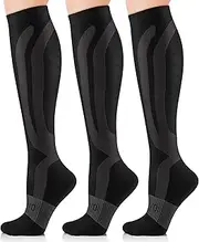 [CAMBIVO] 3 Pairs Compression Socks(20-30 mmHg) for Women and Men, fit for Running, Flight, Travel, Pregnancy, Nurses, Medical, Circulation and Recovery