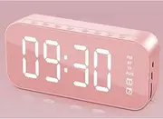 Costcom LED Display Mirror Digital Alarm Clock Wireless Bluetooth Speaker Home Decor Multifunctional Desk Clock for Bedroom and Office (Pink)