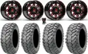 Fuel Lethal 14" Wheels Red 27" Ceros Tires Kawasaki Mule Pro FXT KRX