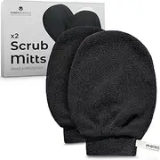 MainBasics Korean Exfoliating Mitts (2-Pack) – Deep Cleansing Body Scrubbers for Dead Skin Removal, Spray Tan Prep & Keratosis Pilaris Treatment
