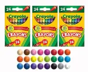 (3 pack) Crayola Classic Crayons, Assorted Colors, Back to School, 24 Count Size