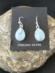 Womens Blue Larimar Navajo Sterling Silver Dangle Earrings 17294