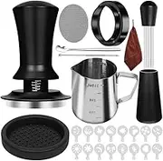 Snblzhef 10 PCS Espresso Accessories Coffee Espresso Tamper Set with Espresso Tamper, WDT Tool, Coffee Stirrer, Frothing Pitcher 58mm