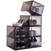 Shoe Box,Set of 6,Stackable Plastic Clear Shoe Box Organizer with Magnetic Do...
