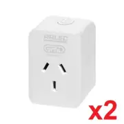 2x Arlec White Grid Connect Smart Plug In Socket With Energy Meter