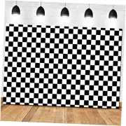 HQM Black and White Racing Checker Texture Grid Birthday Chess Board Theme