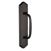 Offset Pull Handle w/Backplate, Antique Brass
