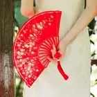 Plastic Plum Blossom Fan Cloth Hand Held Fan Elegent Antique Folding Fan