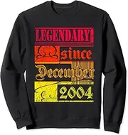 [X.Style] 18th Birthday Legendary Since December 2004 Vintage Retro Sweatshirt ds589 Sweater (S) Black