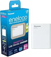Panasonic eneloop SmartPlus USB Travel Charger for 1-4 AA/AAA NI-MH Batteries with USB Port and 10 Security Functions - Blue