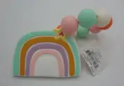 Mud Pie Blue Rainbow Silicone Teether Baby Teething Ring