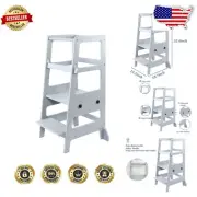 Non-Slip Toddler Kitchen Step Stool with 3 Height Adjustments for Growing Kids