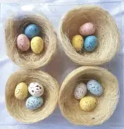 New Spring Easter Set Of 8 Birds Nest With Pastel Eggs