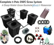 5x 27L DWC SYSTEM HYDROPONICS DEEP WATER CULTURE BUBBLE BUCKET PLANT FAST GROW