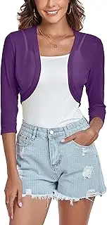 [Tandisk] Women's 3/4 Sleeve Bolero Sheer Chiffon Shrug Cardigan