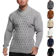 Mens Autumn And Winter Solid Fasten Warm Cardigan Knitted Coat