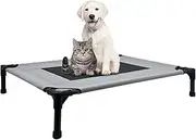 Elevated Dog Bed - Heavy Duty Dog Cot, Washable Raised Dog Bed with Chew Proof Mesh and Metal Frame, Portable Bed for Outdoor Use, Dog Cots Beds for Medium Dogs (Grey, M)