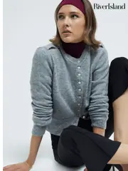 River Island Grey Button Front Knitted Cardigan (AL3315) | $67