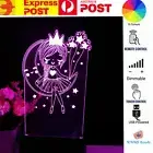 FAIRY PRINCESS ON THE MOON 3D Acrylic LED 16 Colour Night Light Lamp Chargeable