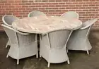 Saffire 7 Piece Outdoor Dining Set - Solid Acacia Timber - Inlayed Lazy Susan