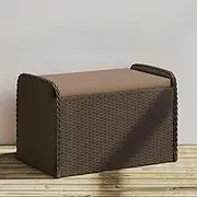VRAXO Storage Bench with Cushion Brown 80x51x52 cm Poly Rattan -9.6KG,365732