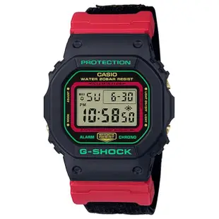 【CASIO 卡西歐】G-SHOCK 經典錶款5600系列/43mm/帆布錶帶款(DW-5600THC-1)