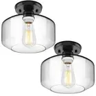 Semi Flush Mount Ceiling Light 2 Pack, Industrial Ceiling Light Fixture with ...