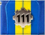[Fallout] 4 Vault 111 Silver Metal Cog Blue ID & Card Bi-Fold Wallet
