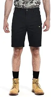 Caterpillar Canvas Utility Shorts for Men with 2-Way Stretch, Secure-Zip Thigh Pocket, and Reinforced Belt Loops, Black - 34 M US