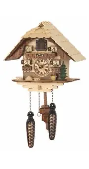 Quartz Cuckoo Clock Black forest house with music TU 472 QM NEW