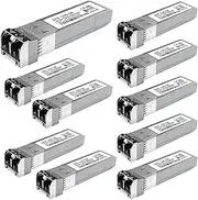 10Pack 10GBase-SR SFP+ Module, Multi-Mode LC Ethernet Transceiver, 10G 850nm MMF up to 400m, Compatible with Cisco SFP-10G-SR, Meraki, Ubiquiti UF-MM-10G, Mikrotik, Netgear, TP-Link, Aruba and More
