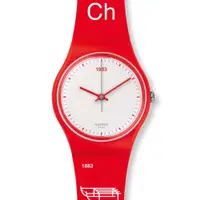 在飛比找ETMall東森購物網優惠-SWATCH 瑞士元素紅白輕盈腕錶 GR168