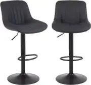 Bar Stools Set of 2, Swivel Counter Height Barstools with Back, Adjustable PU Le