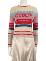 Striped Glitter Logo Knit Jumper
