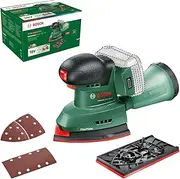 [Bosch] Home & Garden 18V Cordless Multi Detail Sander Without Battery, Inc 1x Iron and Rectangle Shaped Sanding Paper, Dust Box, Rotatable Plate (UniversalSander 18V-10). Made in Europe
