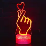 Xcy 3D Finger Love Heart Night Light Table Desk Optical Illusion Lamps 7 Color Changing Lights LED Table Lamp Xmas Home Love Birthday Gift