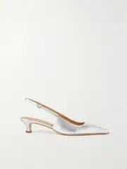 [Aeyde] Aeyde - Catrina Metallic Leather Slingback Pumps - Silver - IT38 IT 38 Silver
